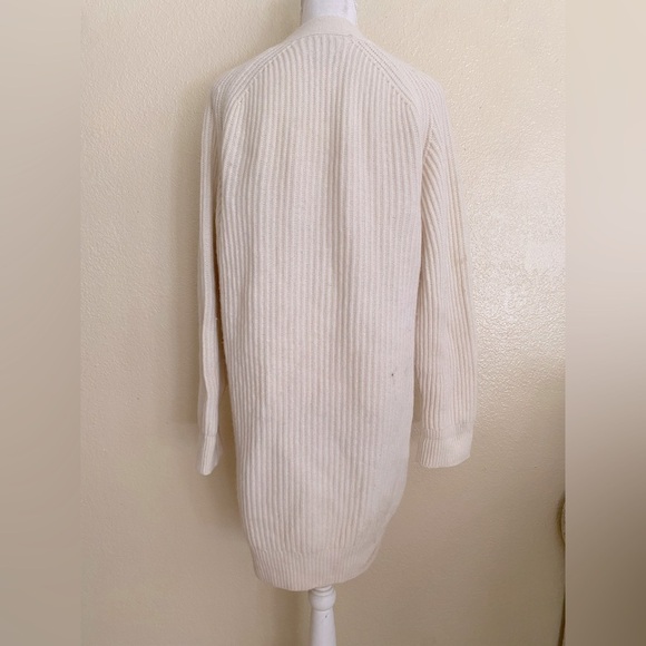 GANNI Wool Blend Rib Knit Ivory Long Cardigan - Picture 10 of 12
